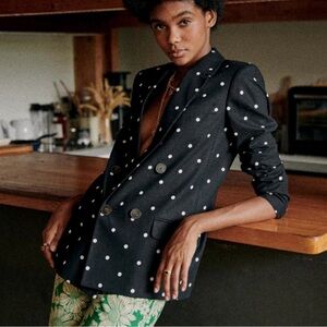 Sezane Christie Jacket Black Polka Dots/ Ecru - Size 4